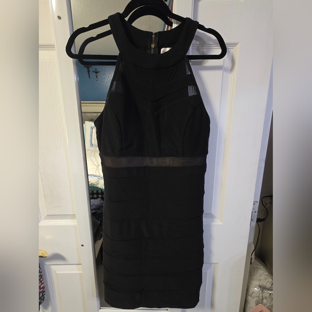 Emerald Sundae Black Backless Halter Cocktail Dress